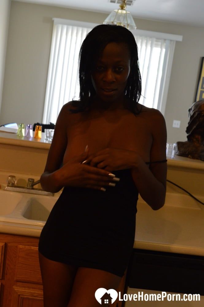 Ebony woman shows off both sides of her #17