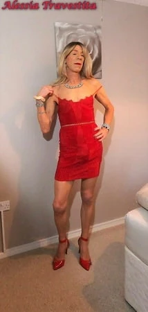    alessia travestita in red velvet dress         