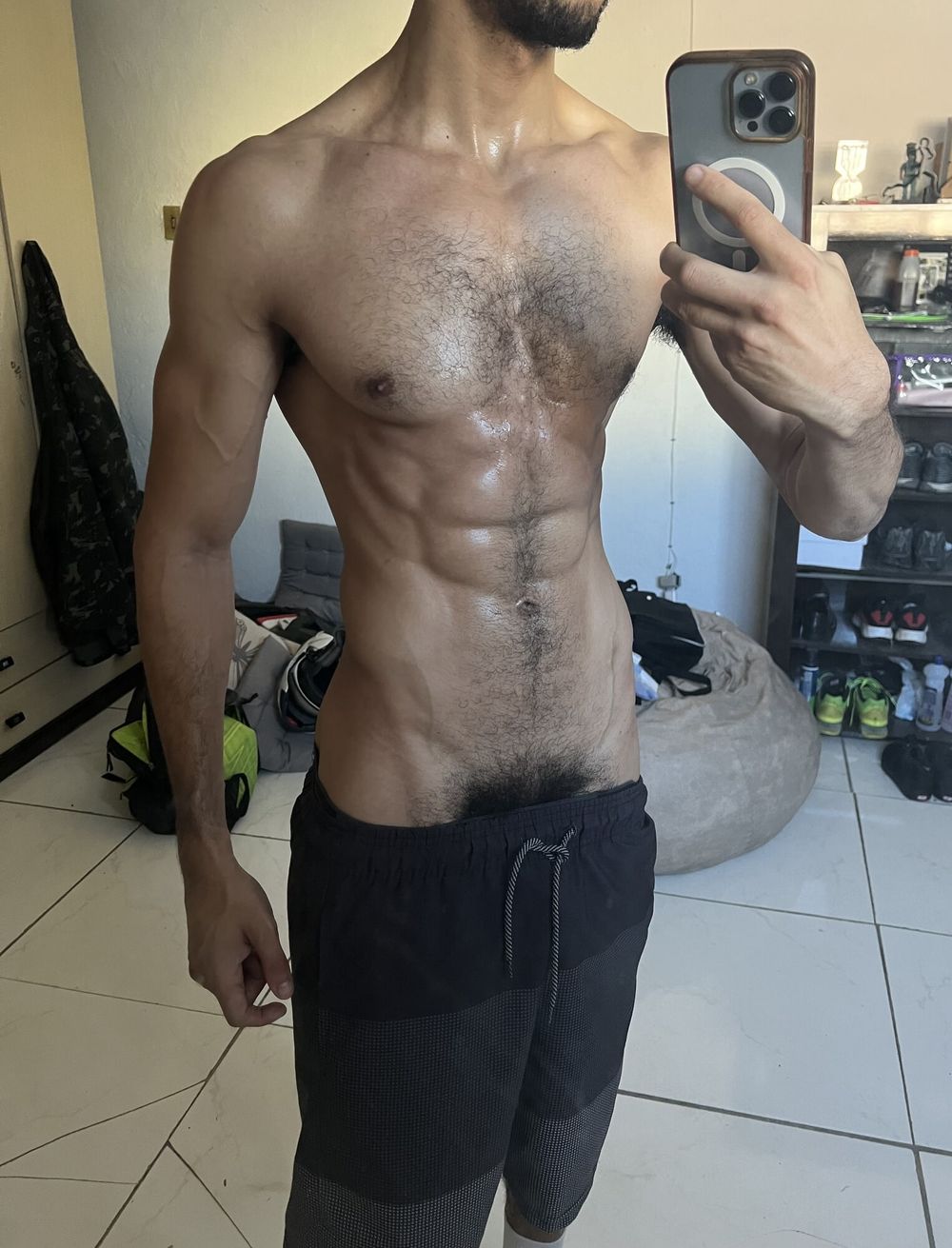 Sweaty fitness male body after running #2