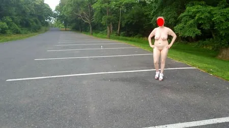 naked parking lot walk         