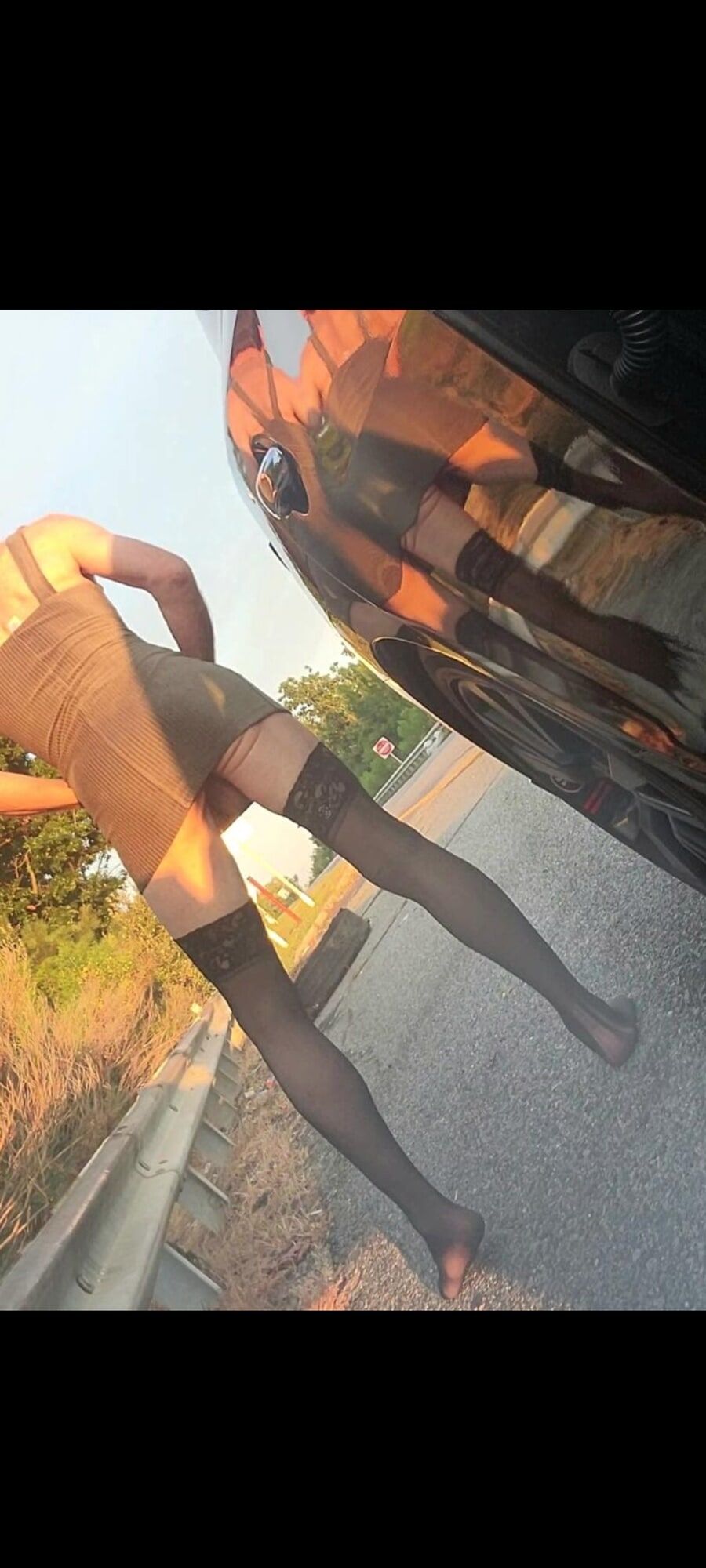 Sissy in skirt and thigh highs  #3