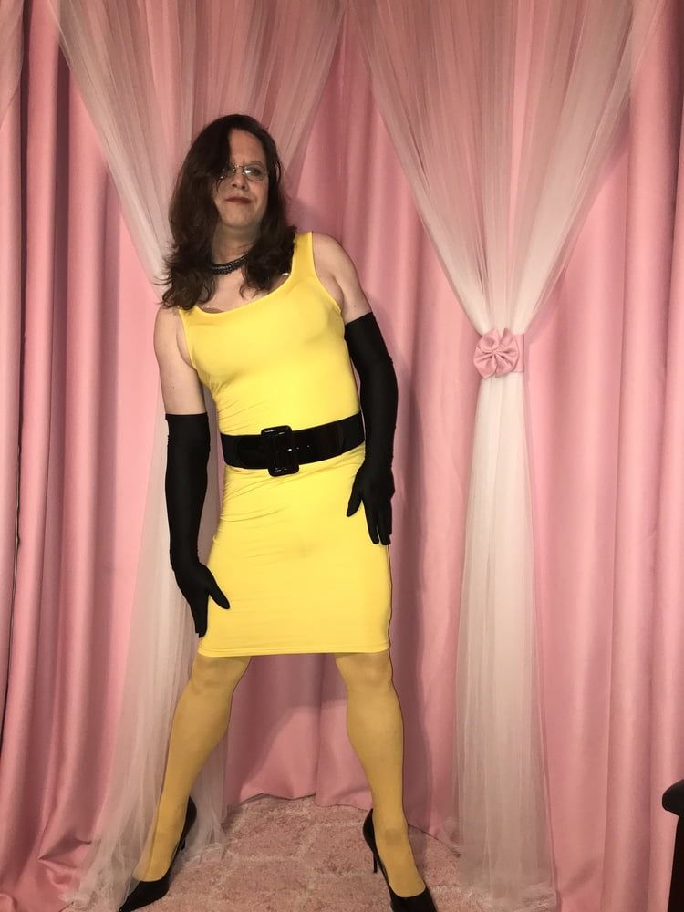 Joanie - Yellow Pencil Dress #8