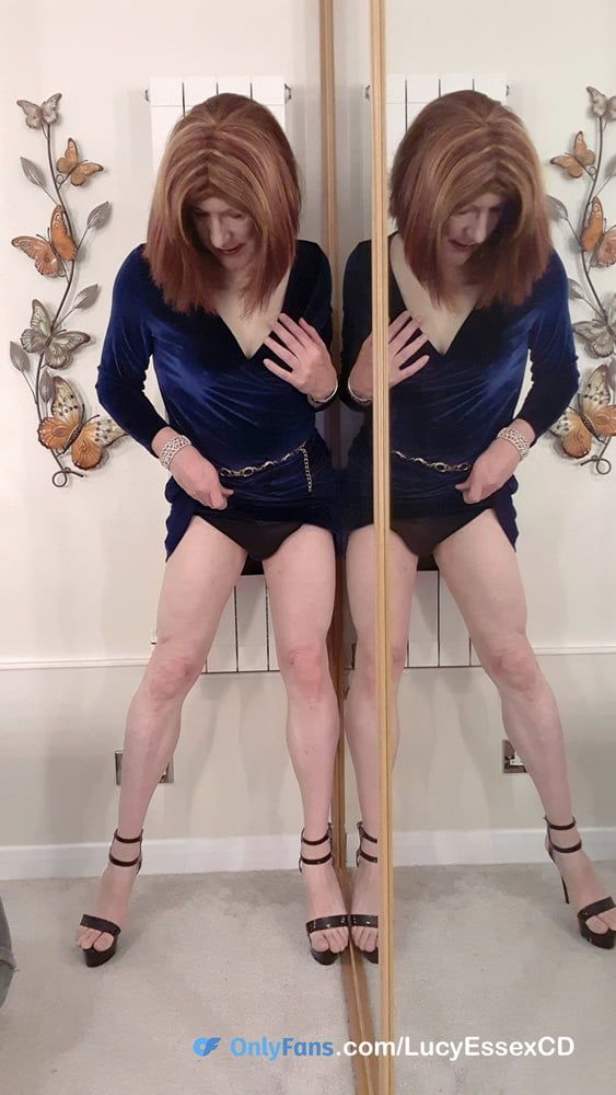 Blue cocktail dress for big tit tranny lucy #3