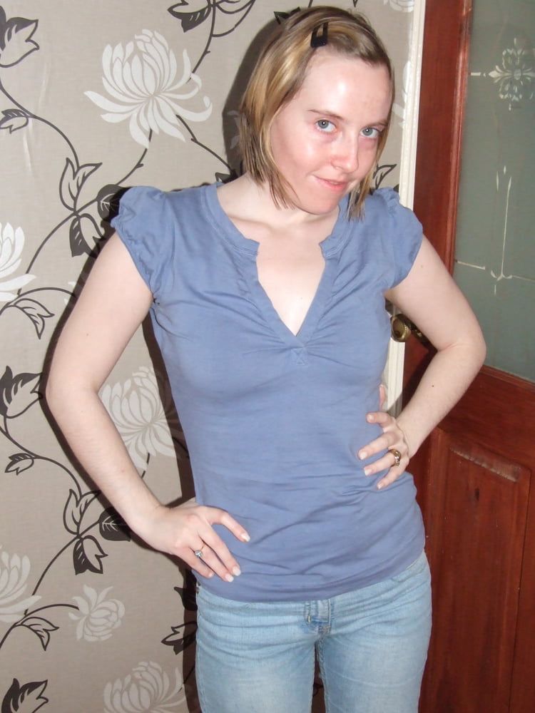 cute blonde posing in jeans and shirt  #9