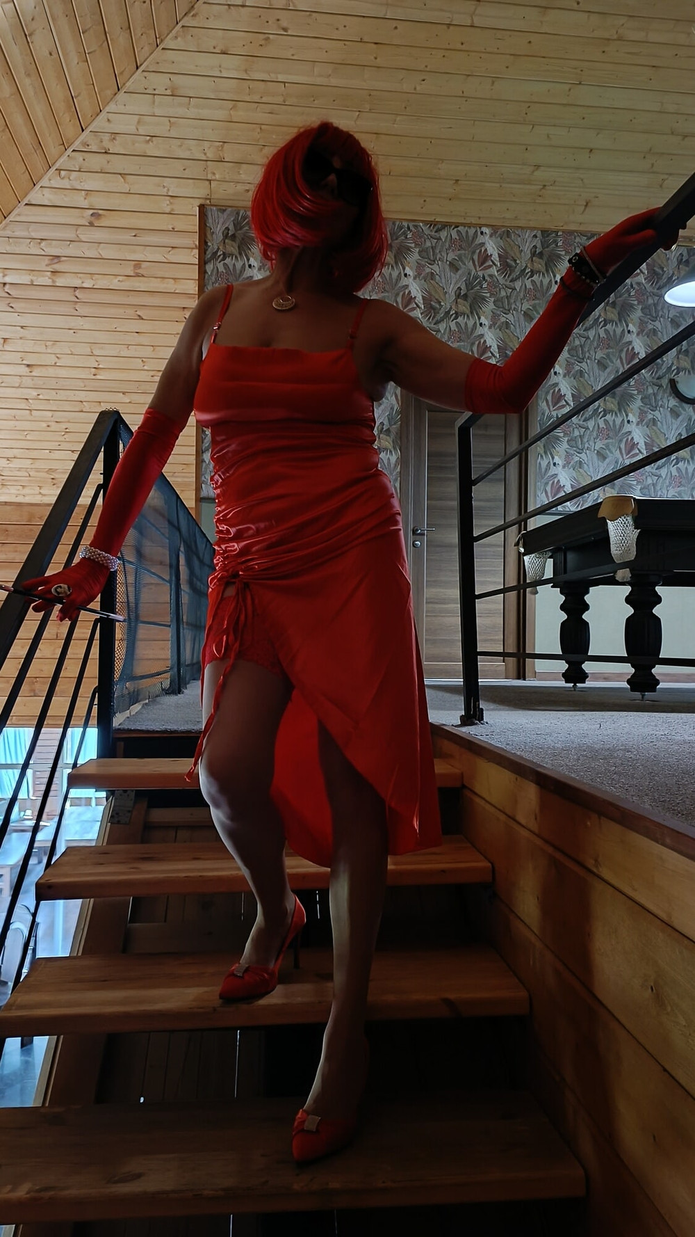 Glamour lady in red and mud #17