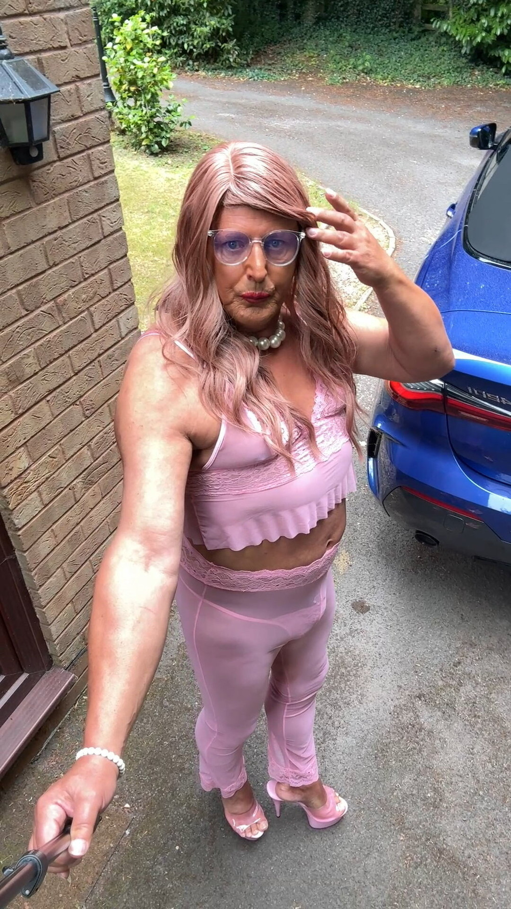 Sexy Crossdresser kellycd2022 in pink outfit and heels  #40