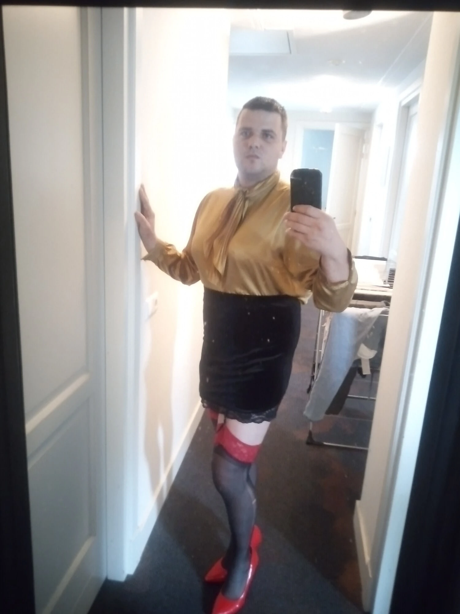 Satin blouse sissyboy 