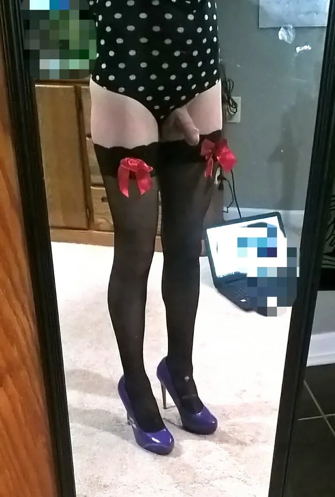 Beautiful White Sissy CD Trap Posing With Mirror