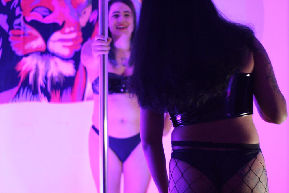 Two trans girls at the pole dance bar #44