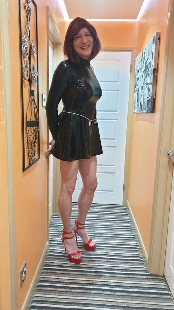 Sissy Lucy in Latex Skater Dress and Chastity #2