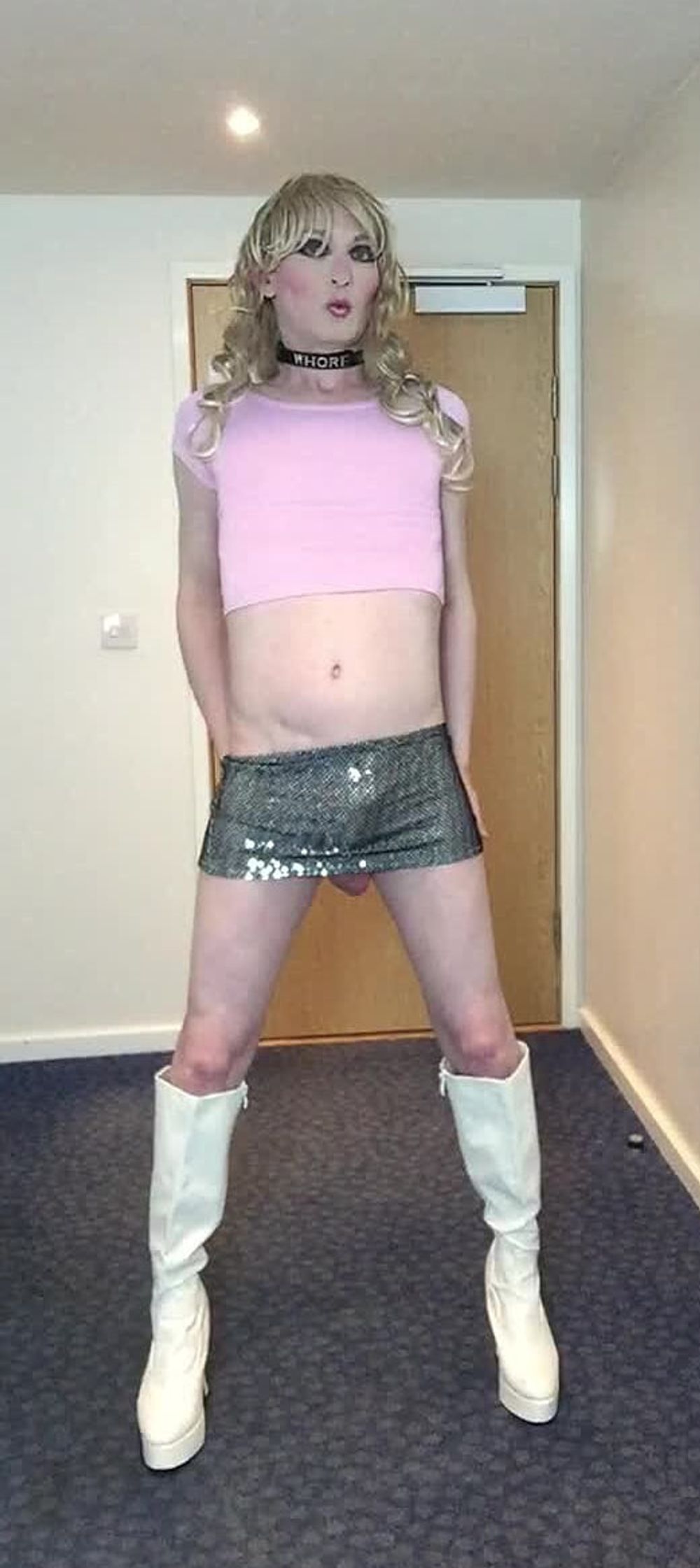 Sissy Sandra in pink top posing #33