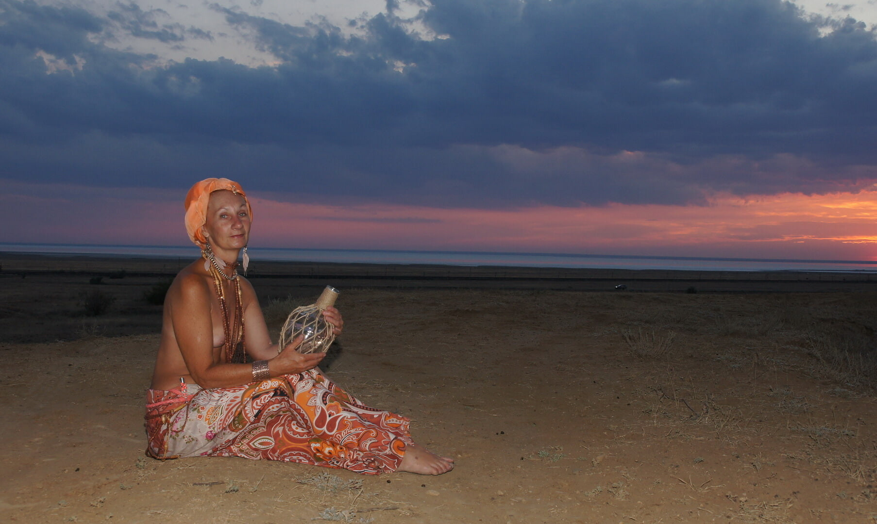 With a jug in the sunsetting sun #49