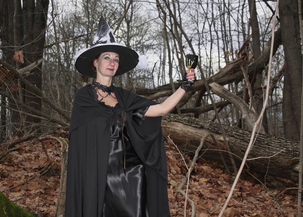 Witch with broom in forest #20