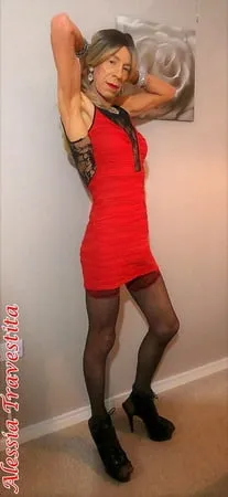    alessia travestita red and black lace dress         