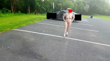 naked parking lot walk         