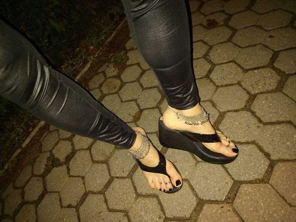 sexy feet and latex flip flops #12