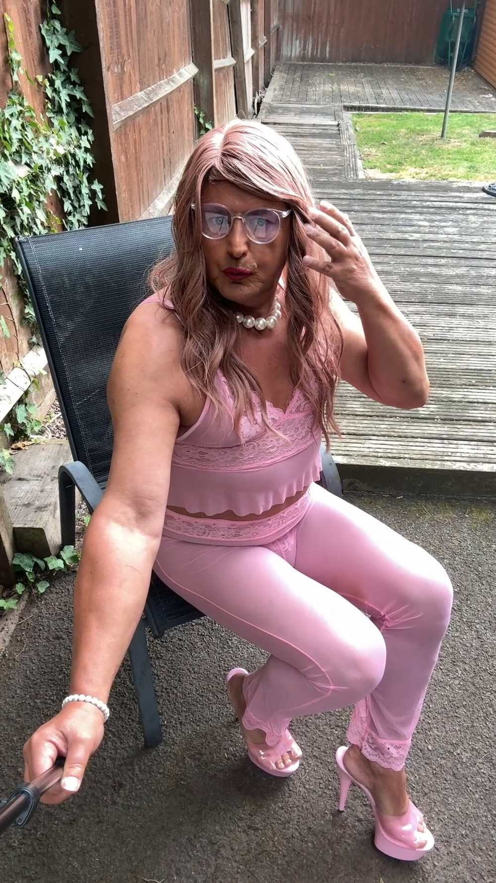Sexy Crossdresser kellycd2022 in pink outfit and heels  #60