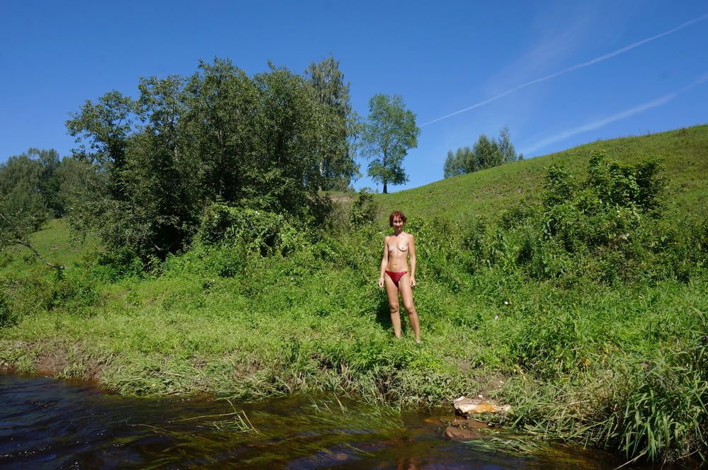 Nude walk upon river