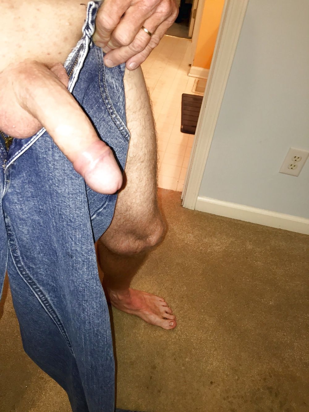 Stuffing cock into jeans  #13