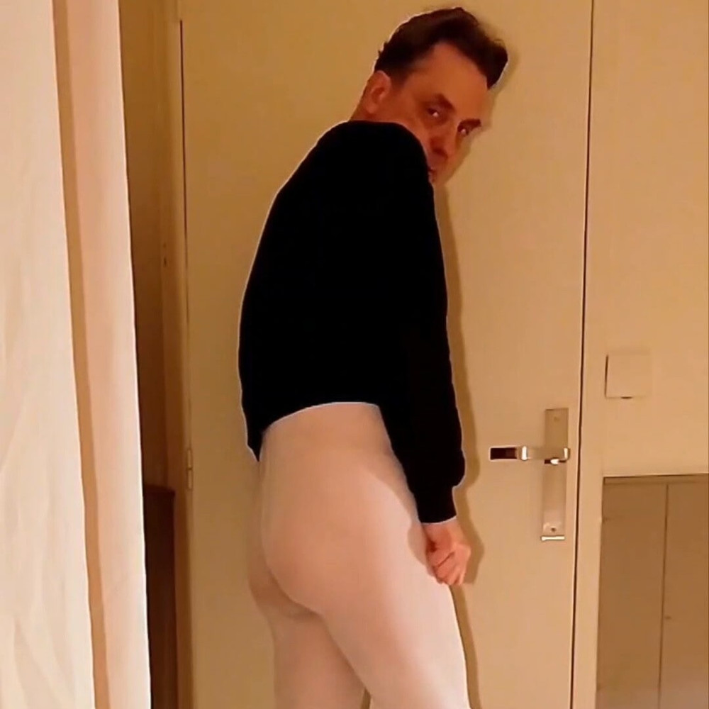 Slutty and horny in white open pantyhose #2