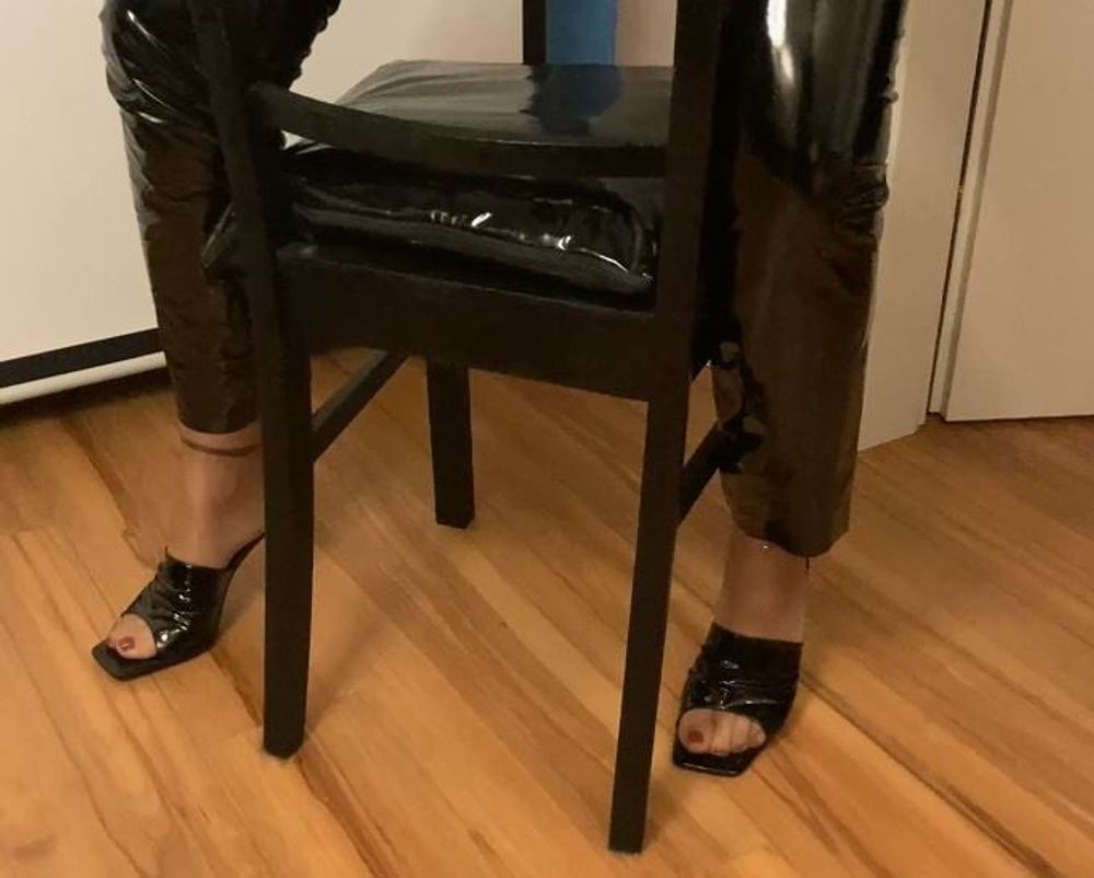 Vinyl Leggings and High Heel Mules #3