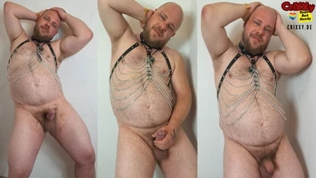 Pierced and tattooed gay man shows himself naked with bush