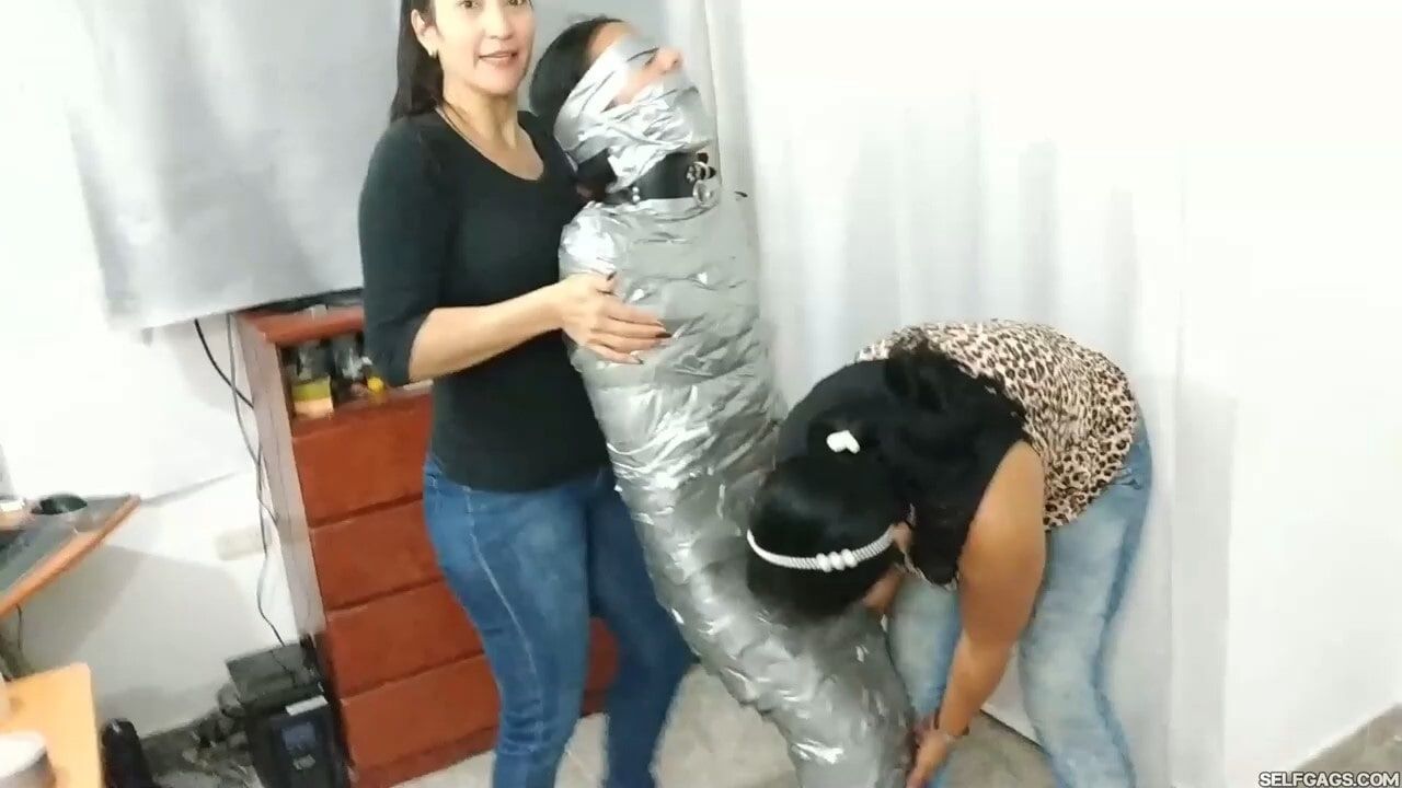 Heavily Duct Tape Mummified By Crazy Bondage Women #43