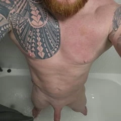 Nice hot shower after work, letting my girthy cock hang 