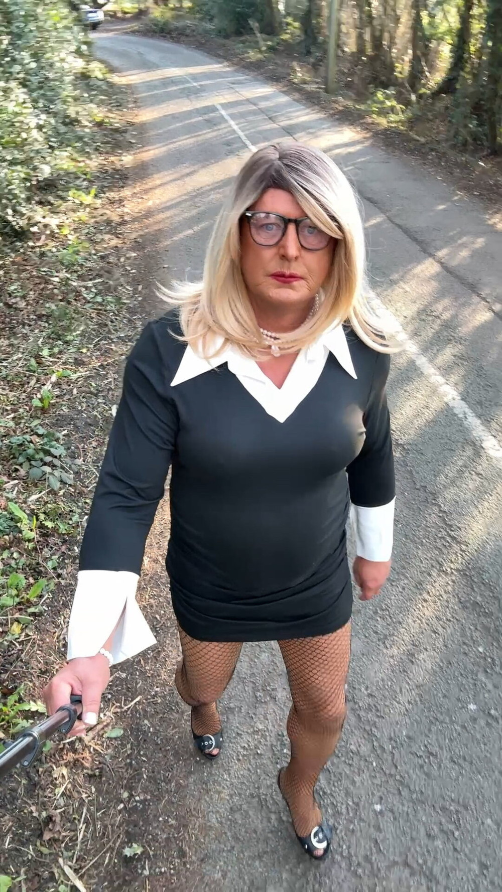 Sexy Crossdresser kellycd2022 in black dress and pantyhose  #36