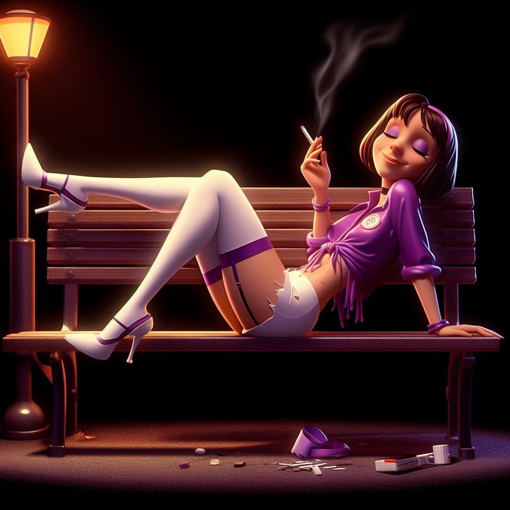 Purple Stockings Smoking. #14