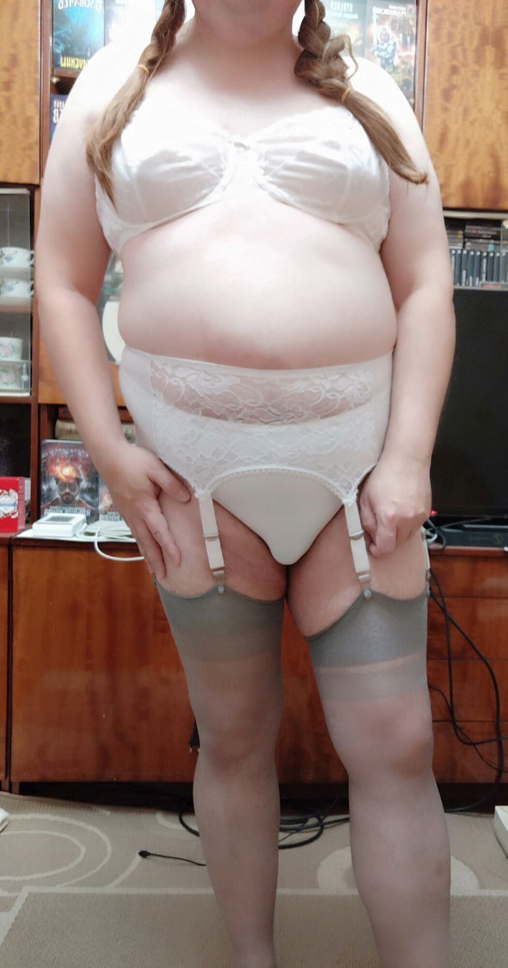 Sissy Aleksa posing neglige and stockings #6