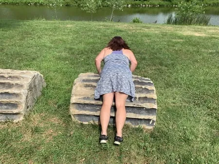 sexy bbw outdoors at the park         