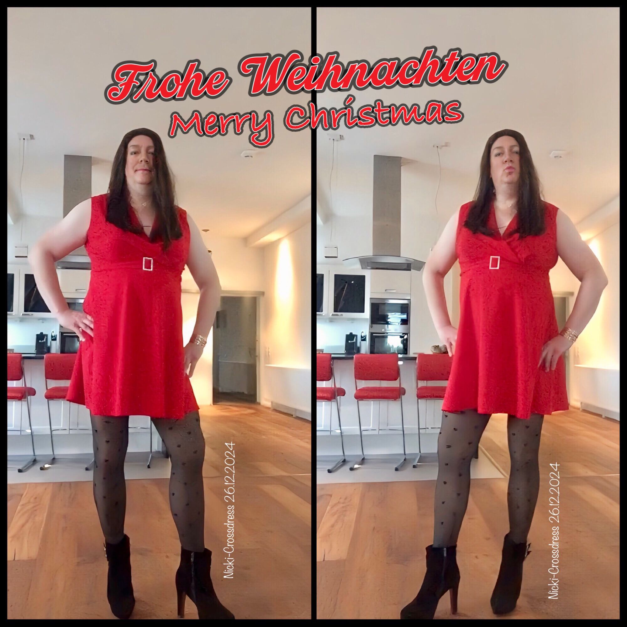 Nicki-Crossdress - feliz Natal - mini-vestido vermelho sexy