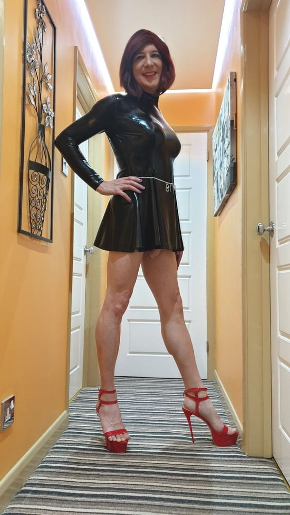 Sissy Lucy in Latex Skater Dress and Chastity #6