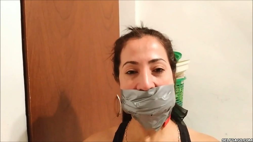 Self-Gagged Latina Mom With A Mouthful Of Socks - Selfgags #14