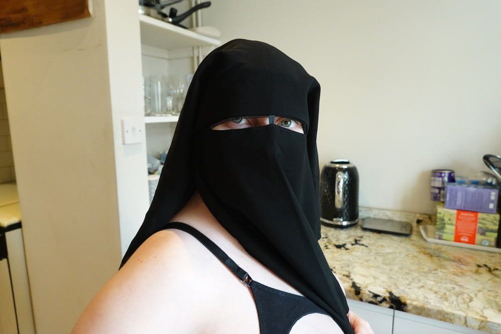 Pregnant Wife in Muslim Niqab and Nursing Bra #16