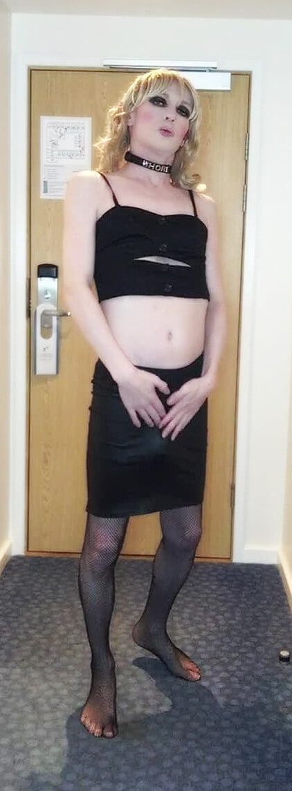Sissy Crossdresser In Black Slut Outfit Posing  #34