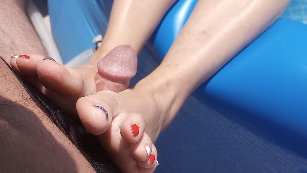 Foot Job from My Girlfriend by the pool #20