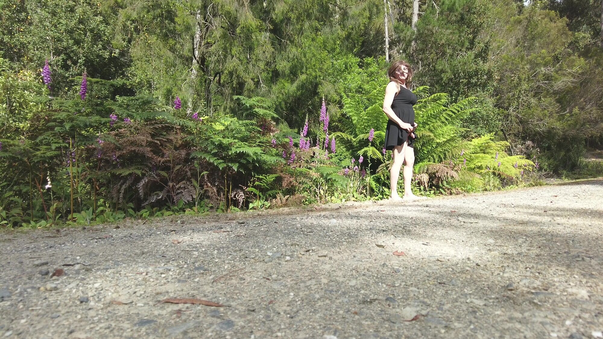 Crossdress Road Trip - Forest Road - Black Dress #10
