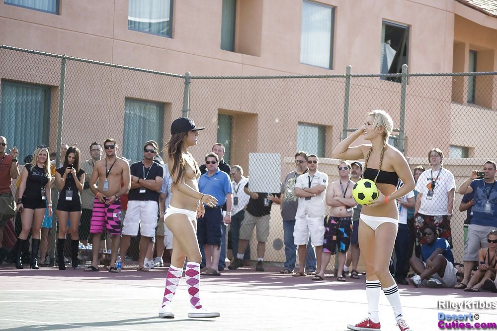 Naked girls playing dodgeball outdoors #41