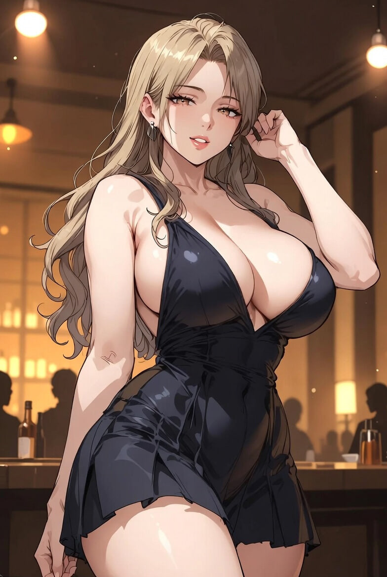 hentai style, posed in a dimly lit nightclub #3