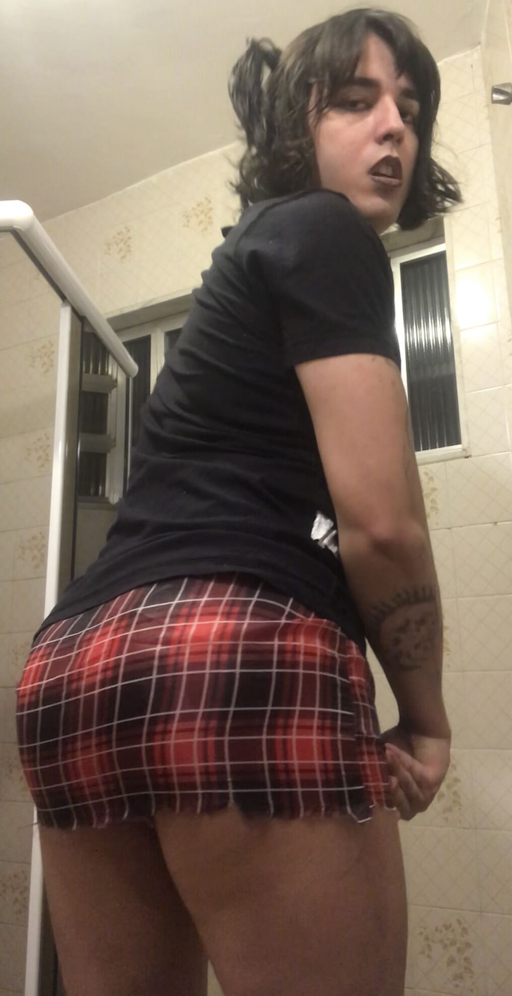 Shemale big ass brazilian punk tgirl latina plaid skirt #9