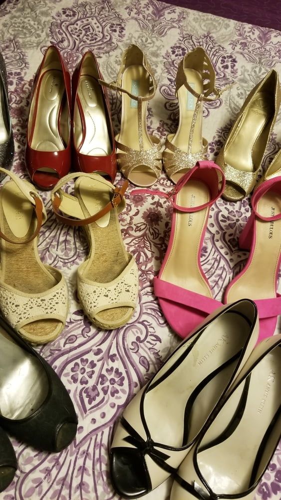 Playing in my shoe closet pretty feet heels flats milf  wife #24