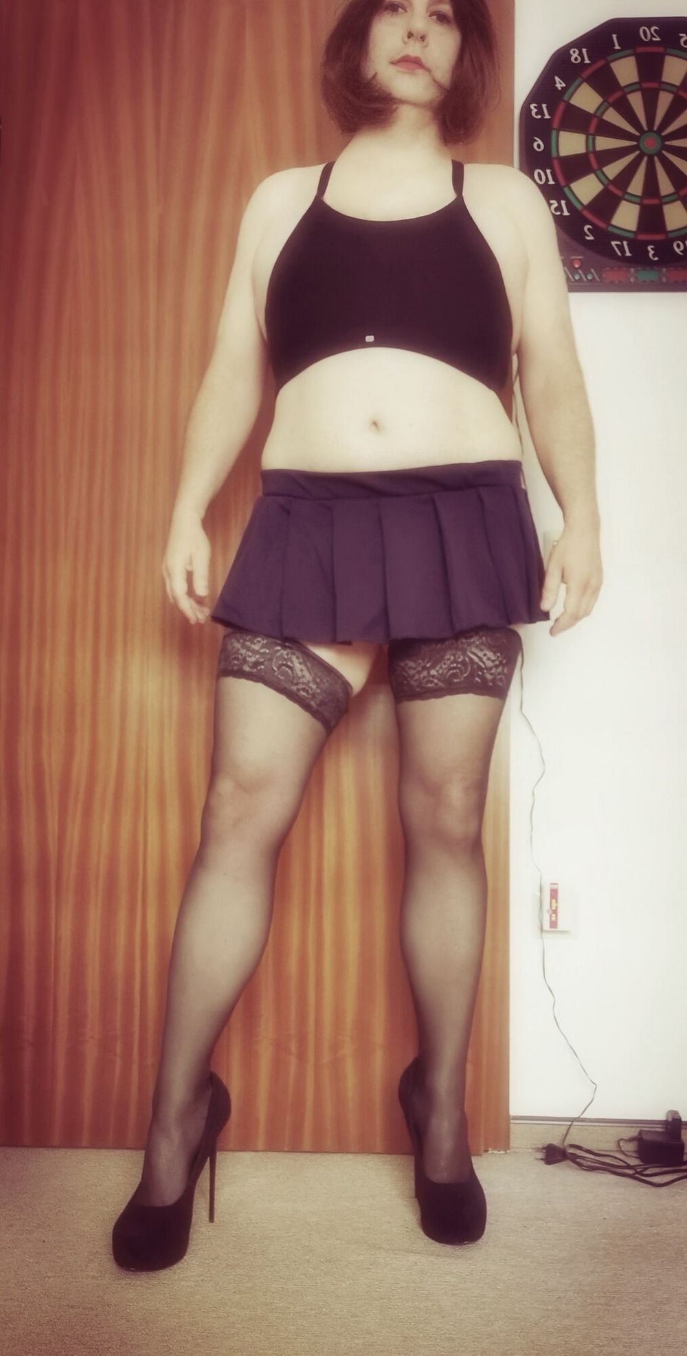 Sports Bra, Mini Skirt, Stockings &amp; Heels #2