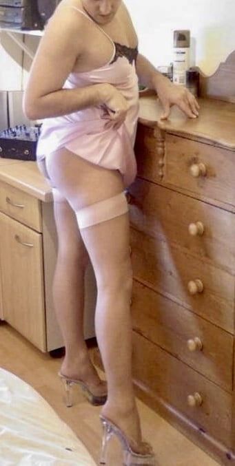 Pink Satin Cami and Stockings #7