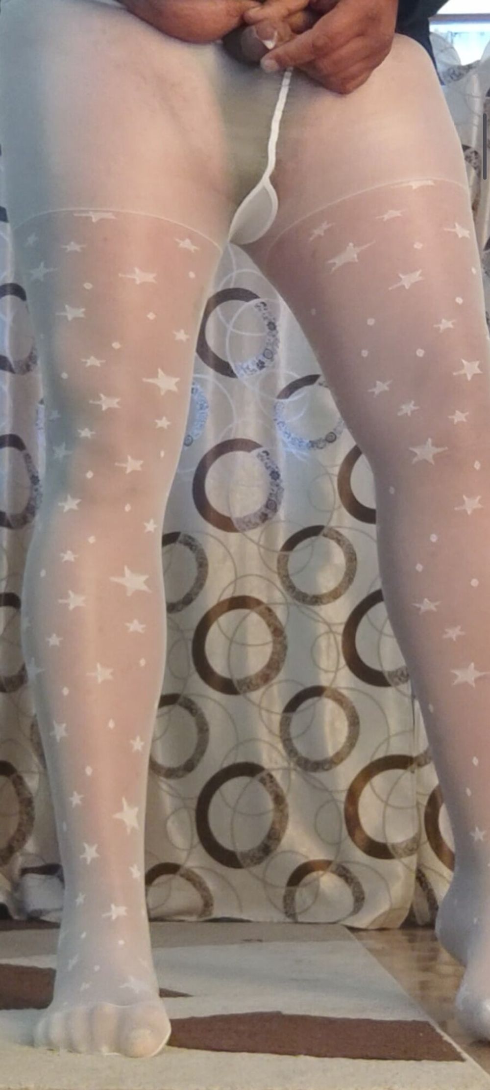 Teen white pantyhose with stars #32