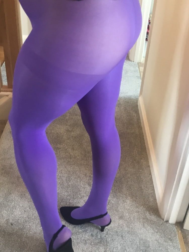 Wearing Purple tights pantyhose #5