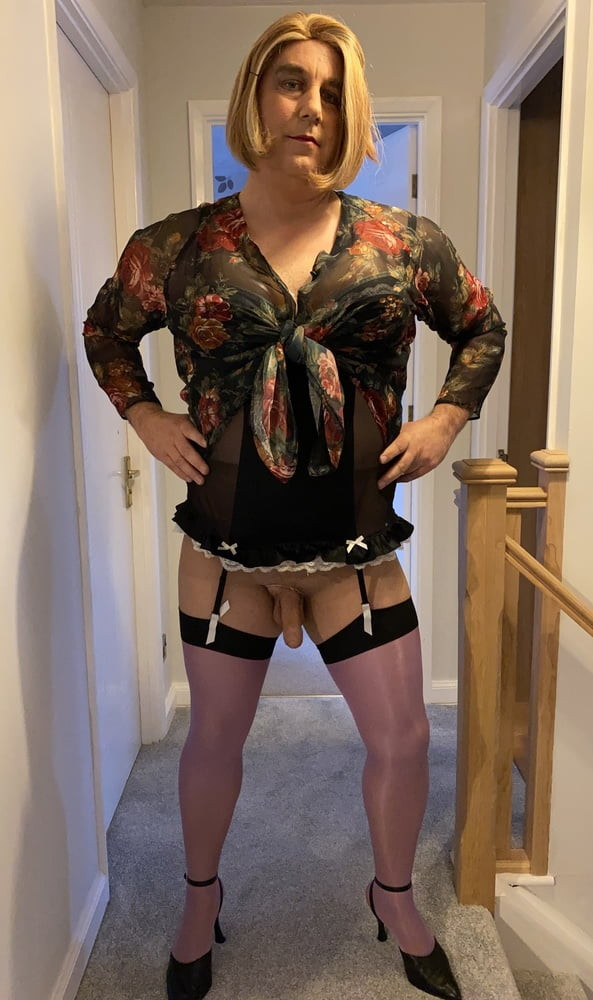 Purple stockings and lingerie