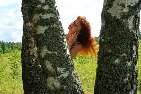 red hair and birch         