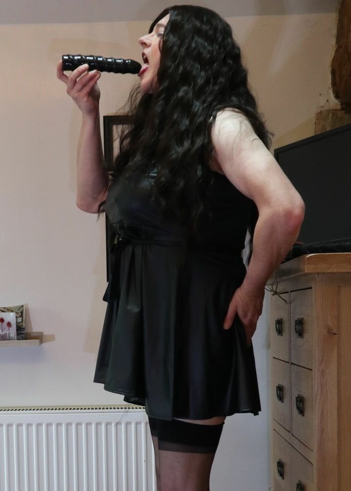 sissy in black stockings and short dress #33